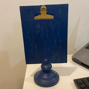 Blue wooden photo stand
